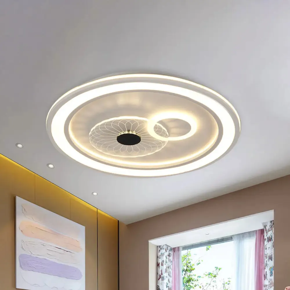 Contemporary White LED Flushmount for Bedroom with Acrylic Shade