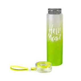 Crystal Hello Master Glass Water Bottle and Plastic LID with Box