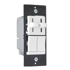 Dual Slide 3-Way Dimmer Switch | 3-Speed Fan Control Switch, Preset, White