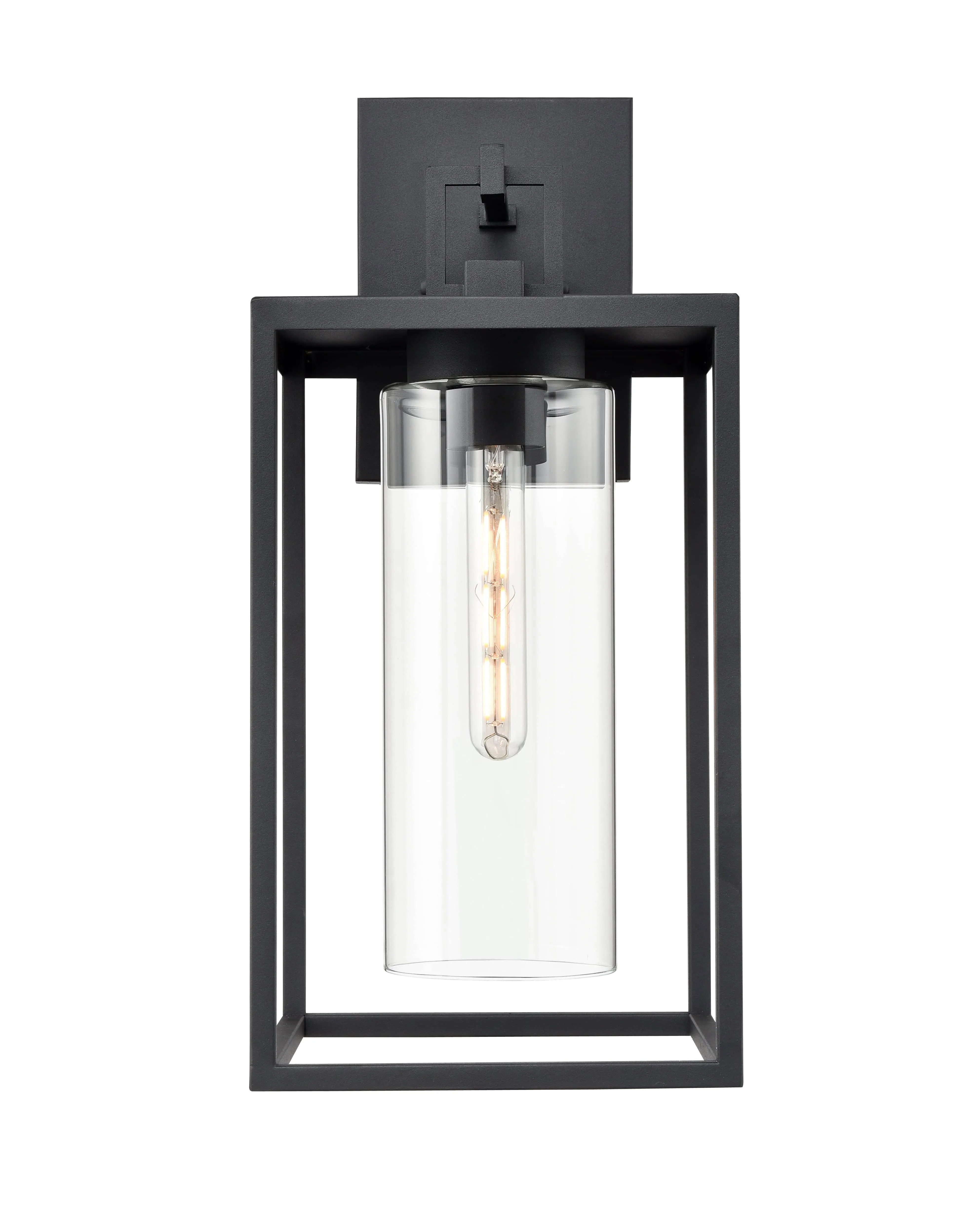 Ellway Outdoor Wall Sconce - Textured Black - Clear Glass - 10in. Extension - E26 Medium Base