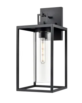 Ellway Outdoor Wall Sconce - Textured Black - Clear Glass - 10in. Extension - E26 Medium Base