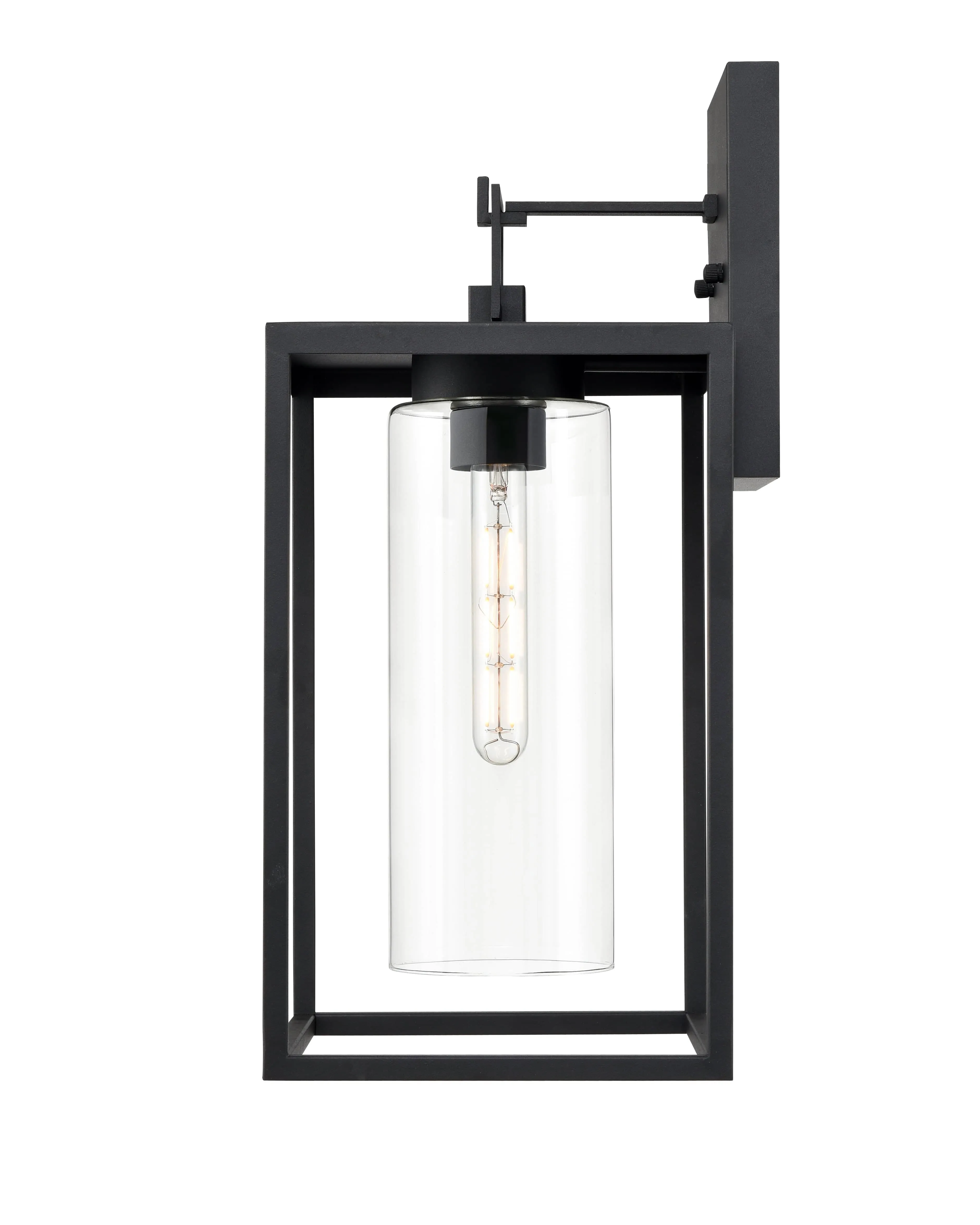 Ellway Outdoor Wall Sconce - Textured Black - Clear Glass - 10in. Extension - E26 Medium Base