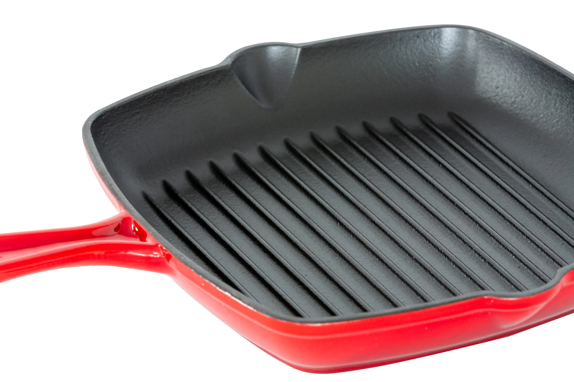 Enamelled Cast Iron Square Grill Pan (44 x 30 x 4.7 cm) - Red