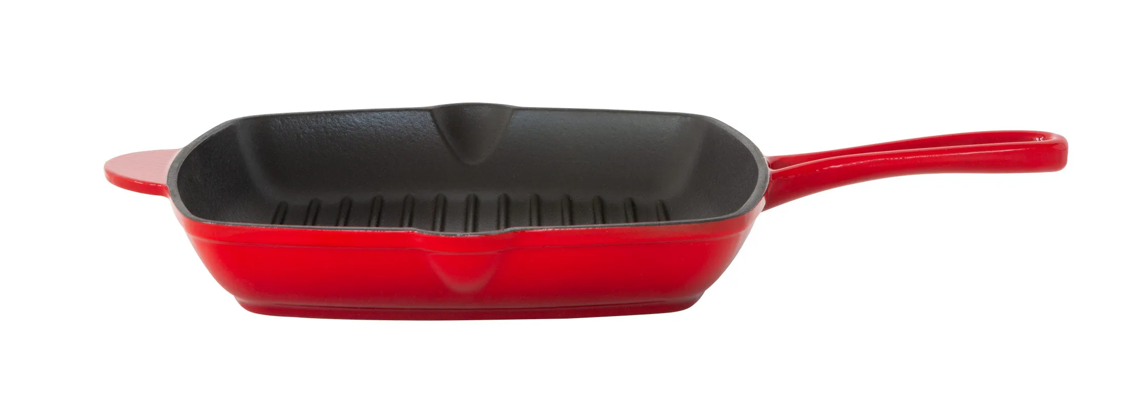 Enamelled Cast Iron Square Grill Pan (44 x 30 x 4.7 cm) - Red