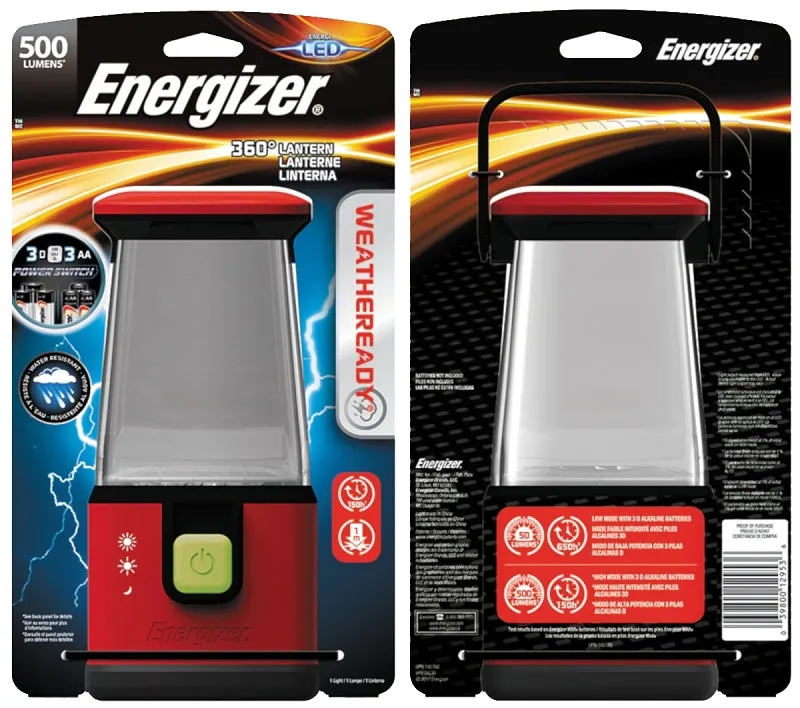 Energizer Weatheready Series WRESAL35 Lantern, LED Lamp, Plastic, Black/Red :EA: QUANTITY: 1