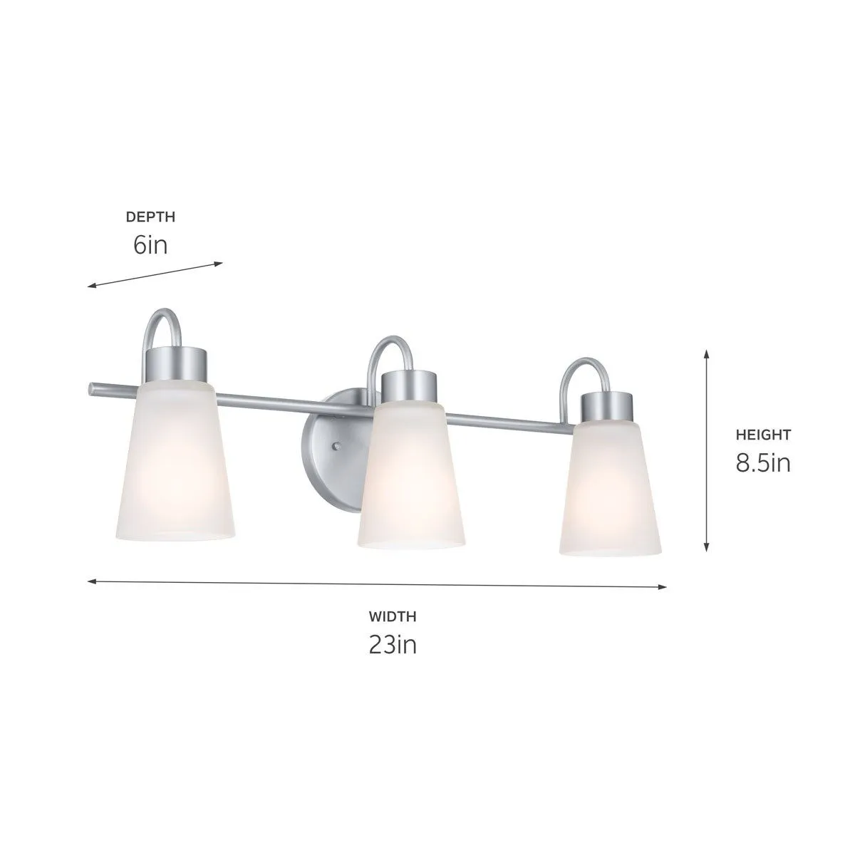 Erma 23 in. 3 Lights Vanity Light Brushed Nickel finish