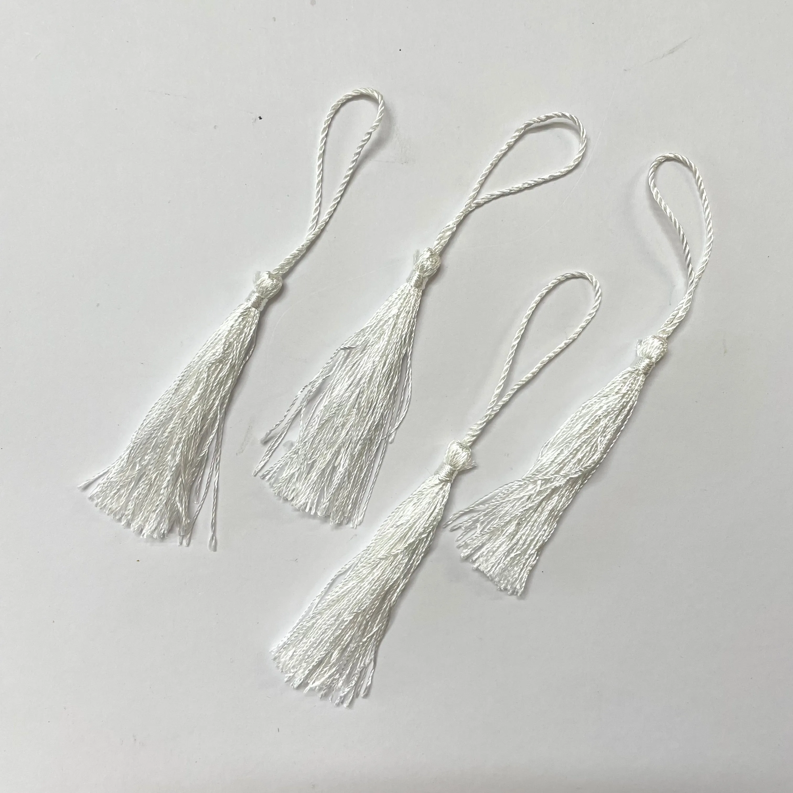 Fabric Fan Tassels x 4 pcs - White