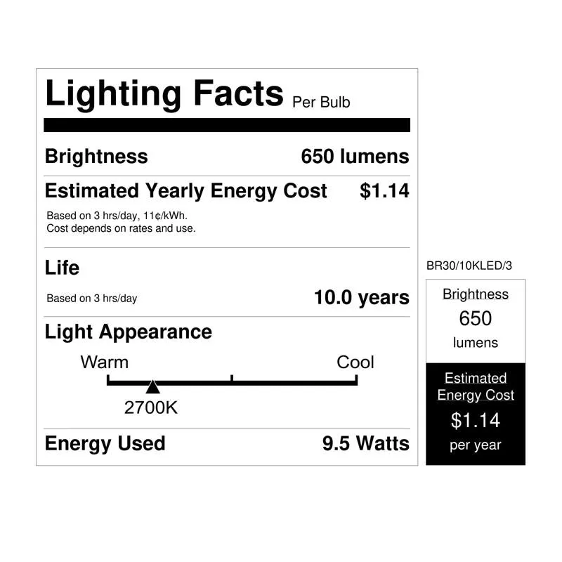 Feit LED BR30 E26 (Medium) LED Bulb Soft White 65 Watt Equivalence 3 pk