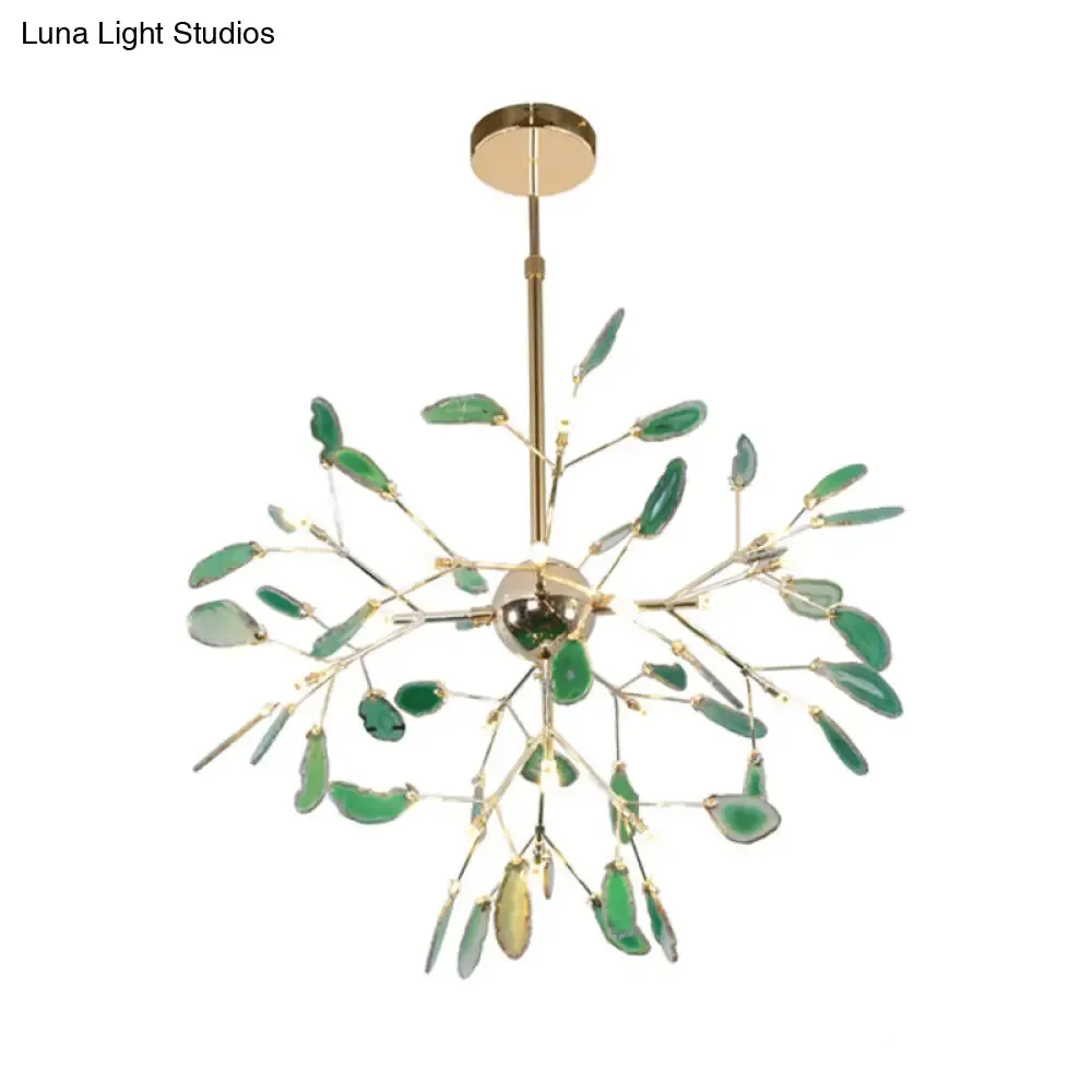 Firefly Agate Ceiling Pendant Lamp - Modern 4/16-Light Chandelier for Living Room in Blue/Green