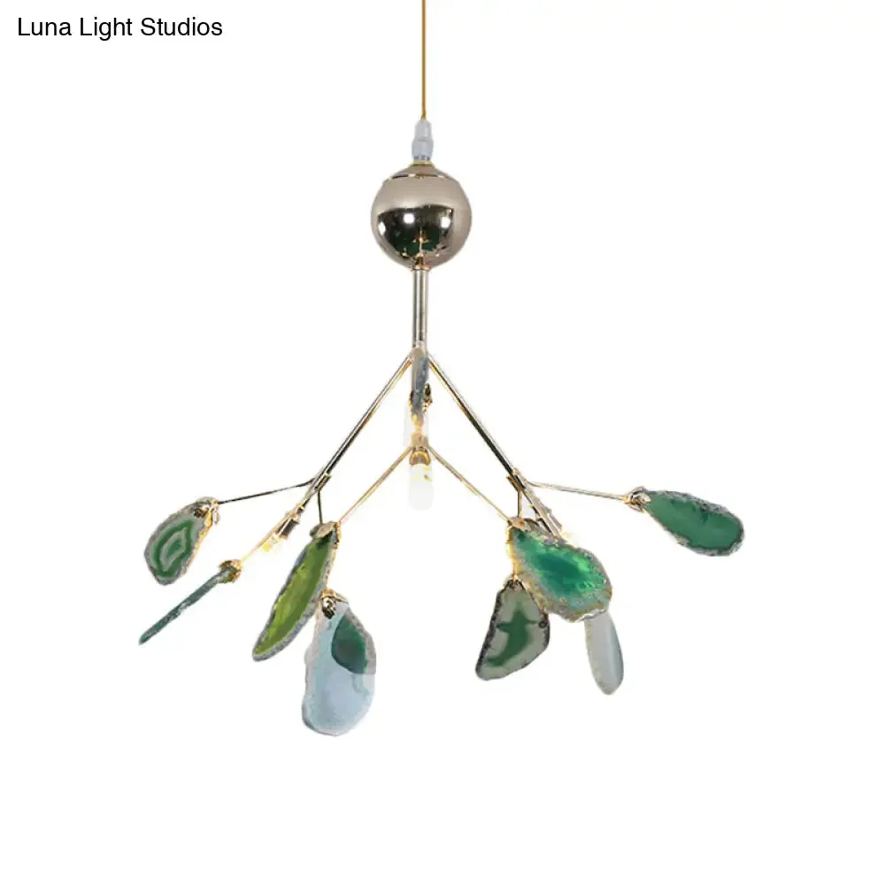 Firefly Agate Ceiling Pendant Lamp - Modern 4/16-Light Chandelier for Living Room in Blue/Green