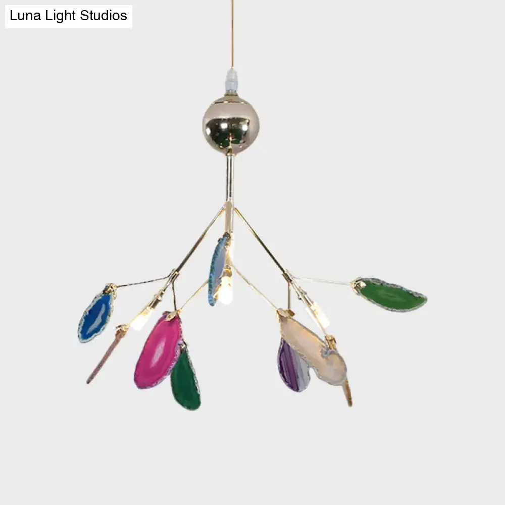 Firefly Agate Ceiling Pendant Lamp - Modern 4/16-Light Chandelier for Living Room in Blue/Green