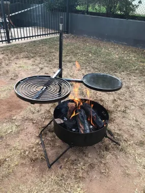 Folding Fire Pit with Swinging Hot Plate, Grill