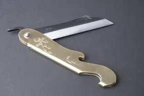 Folding Knife with bottle opener - Mt.Fuji Blue-2 Steel with Brass Handle