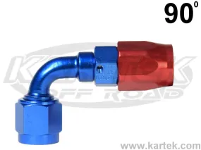 Fragola AN -16 Red And Blue Anodized Aluminum Series 3000 Cutter Style 90 Degree Bent Tube Hose Ends