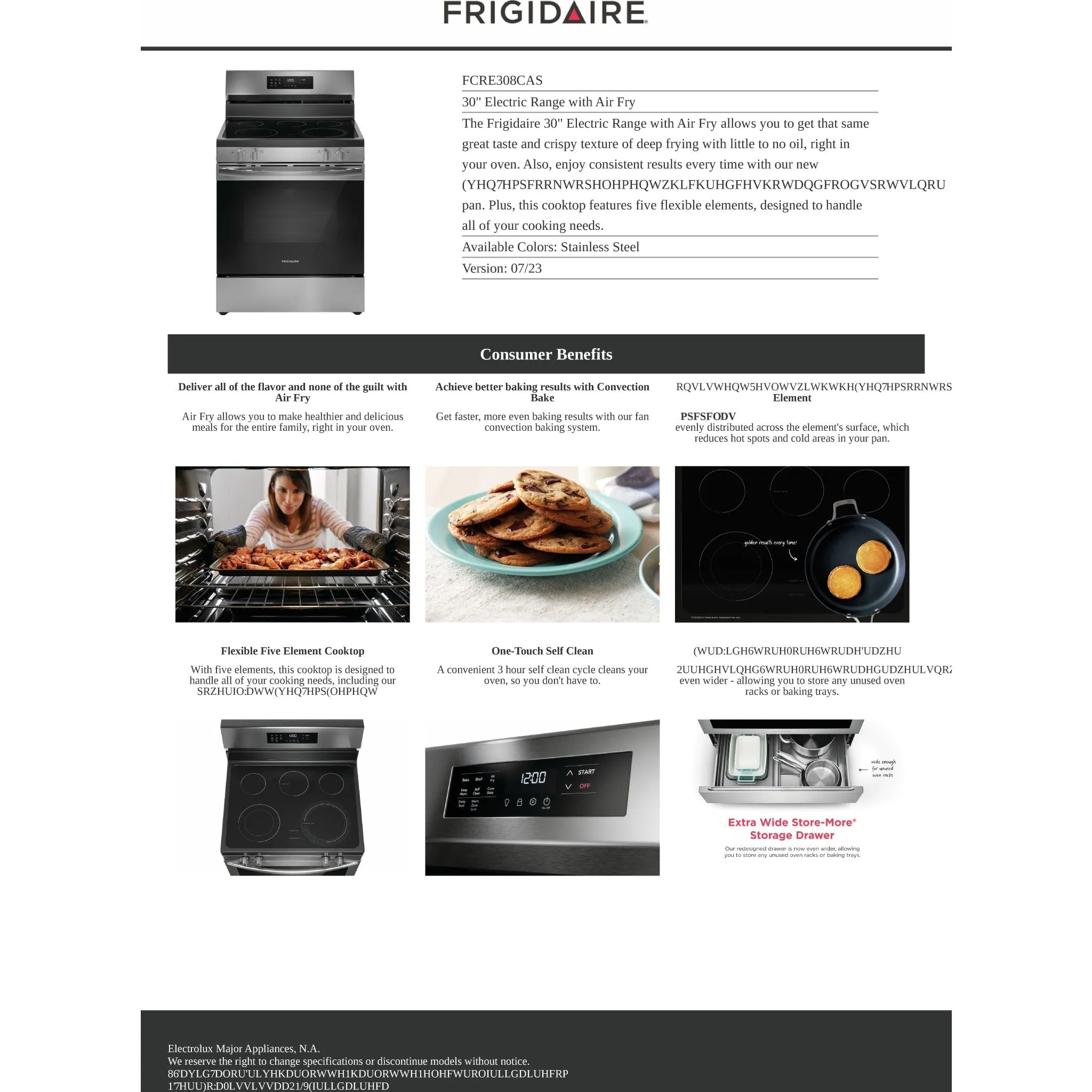 Frigidaire 30" Electric Range (FCRE308CAS) - Stainless Steel