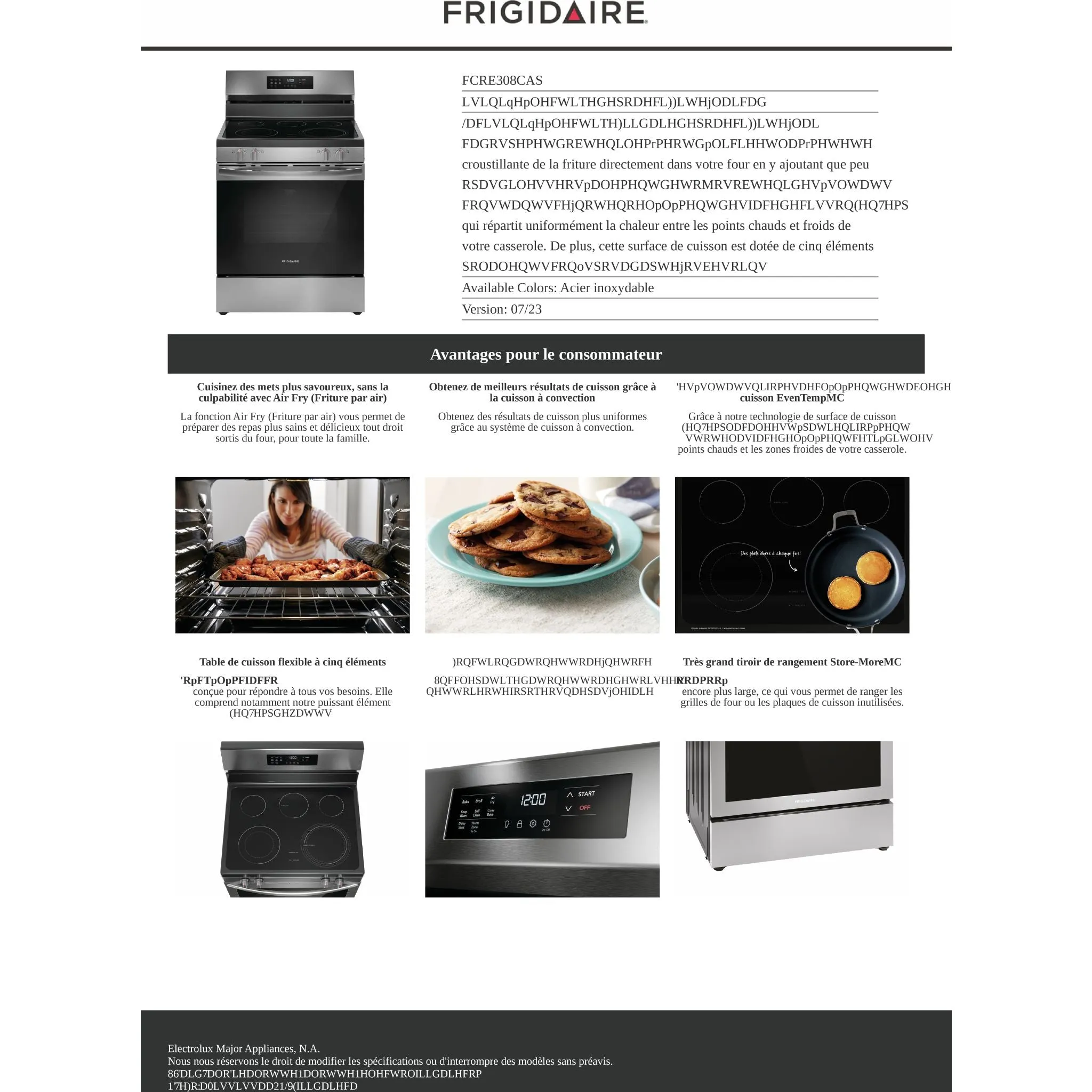 Frigidaire 30" Electric Range (FCRE308CAS) - Stainless Steel