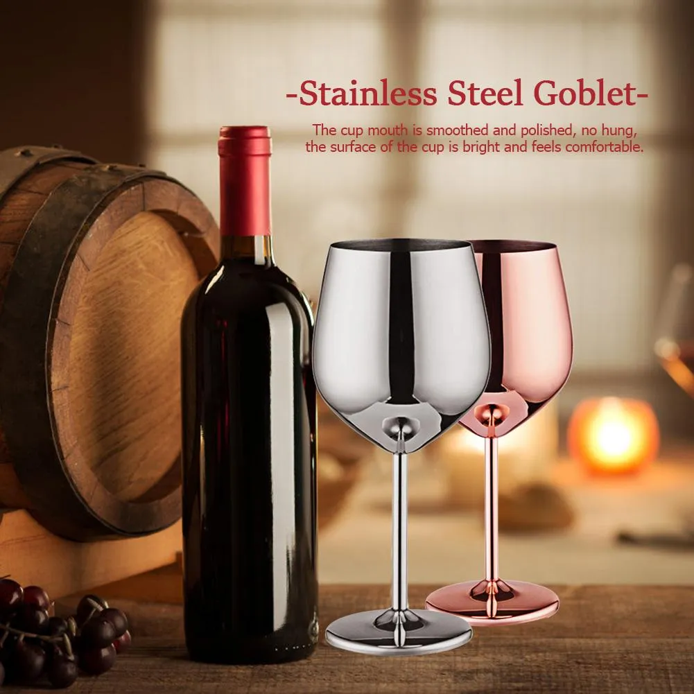 Funki Buys | Glasses | Stainless Steel Wine Goblets 2 Pcs | 500mL