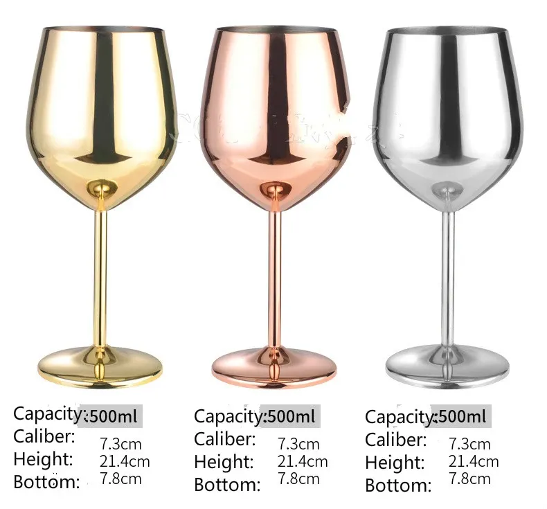 Funki Buys | Glasses | Stainless Steel Wine Goblets 2 Pcs | 500mL