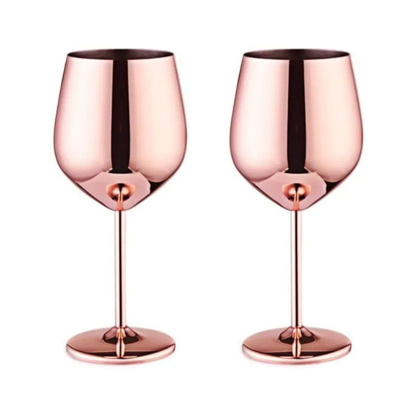 Funki Buys | Glasses | Stainless Steel Wine Goblets 2 Pcs | 500mL