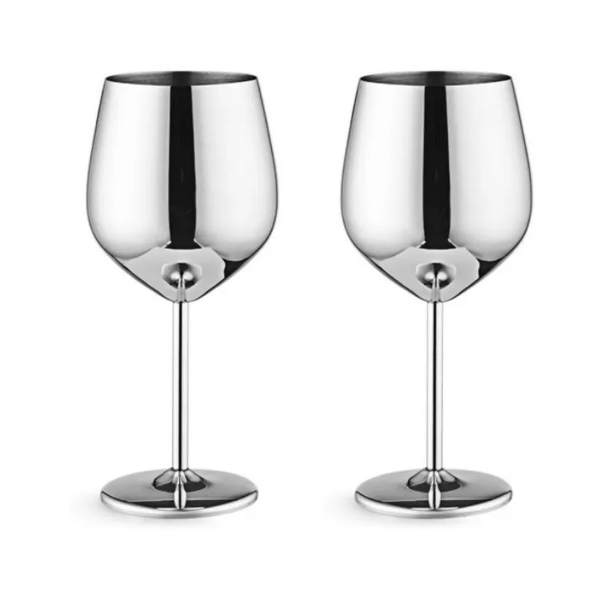 Funki Buys | Glasses | Stainless Steel Wine Goblets 2 Pcs | 500mL