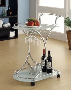 G910002 Contemporary Chrome Serving Cart