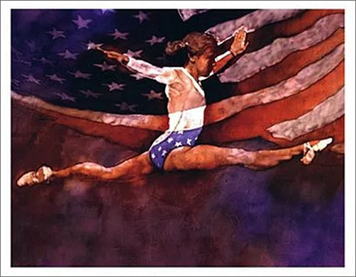 Gymnastics Glory USA Classic Olympic Sports Poster Print - Front Line