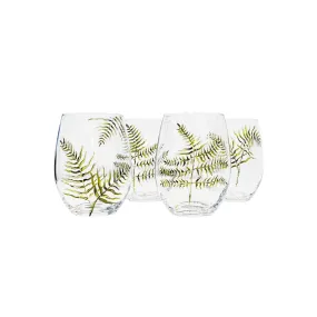 Hand-Painted Fern Wine Glasses