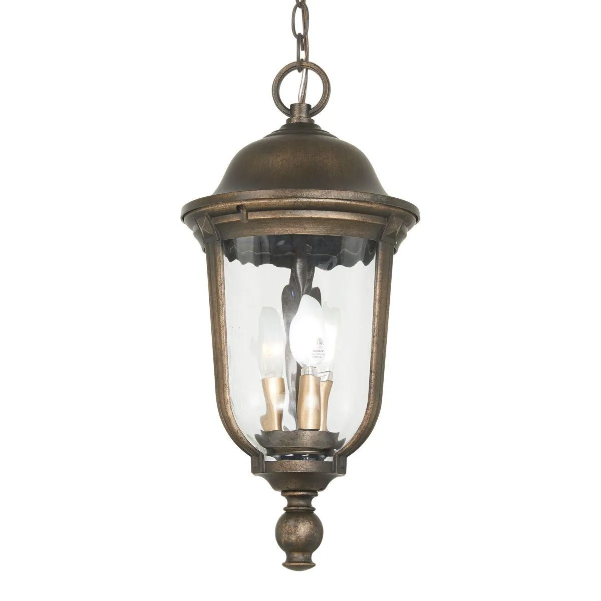 Havenwood 3 lights 10 in. Outdoor Hanging Lantern Bronze & Silver finish