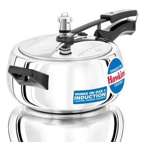 Hawkins 3.5 Litre Contura Pressure Cooker, Stainless Steel Inner Lid Cooker, Handi Cooker, Induction Cooker, Silver (SSC35)