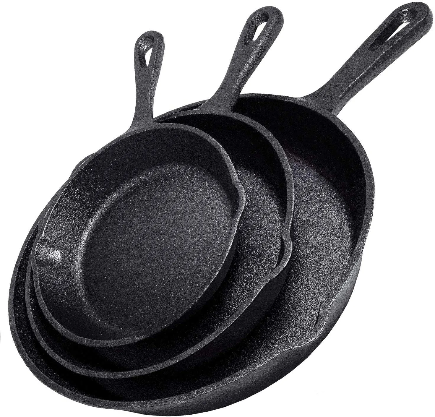 Heavy Duty Cast Iron Skillet Set, 3-Piece, Pre-Seasoned