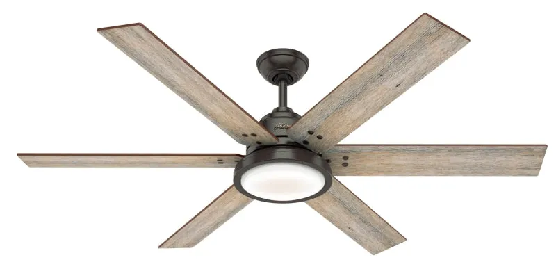 Hunter Warrant Series 59461 Ceiling Fan, 5-Blade, Barnwood/Drifted Oak Blade, 60 in Sweep, Plywood Blade, 6-Speed :EA: QUANTITY: 1