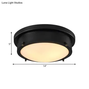 Iron Black Circle LED Flush Mount Light for Corridor - 10"/14" Warm/White/3 Color Options