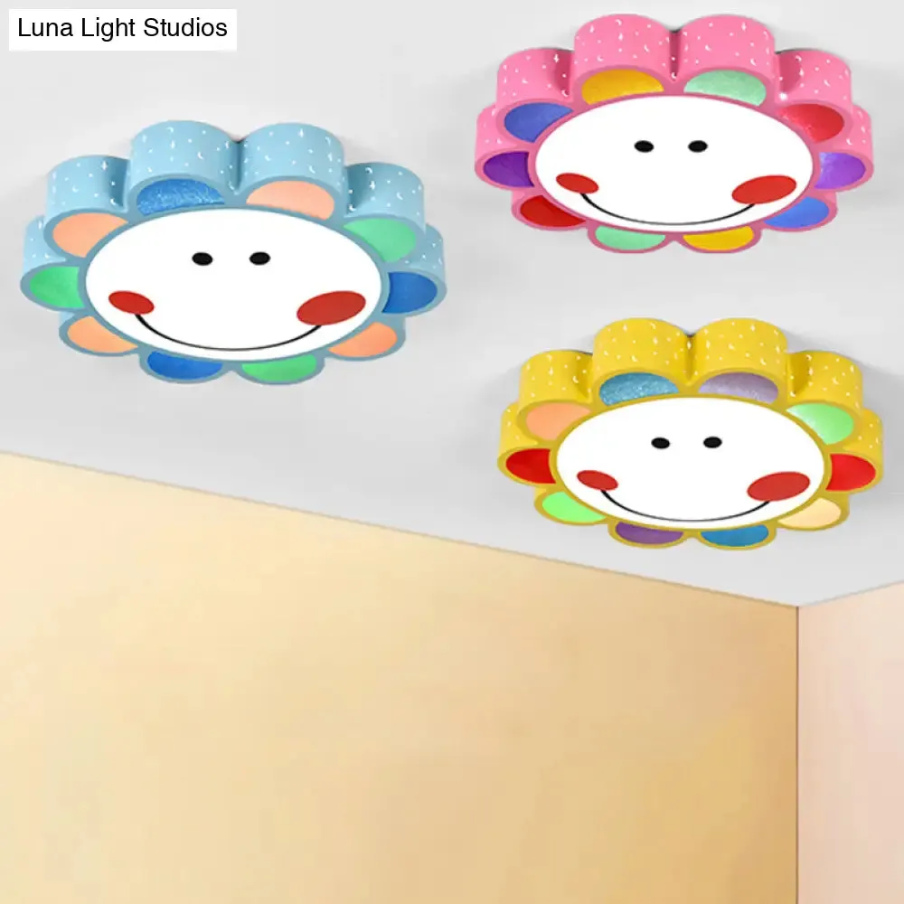 Kids' Bedroom & Hallway Smiling Flower Flush Ceiling Light - Lovely Acrylic Ceiling Fixture