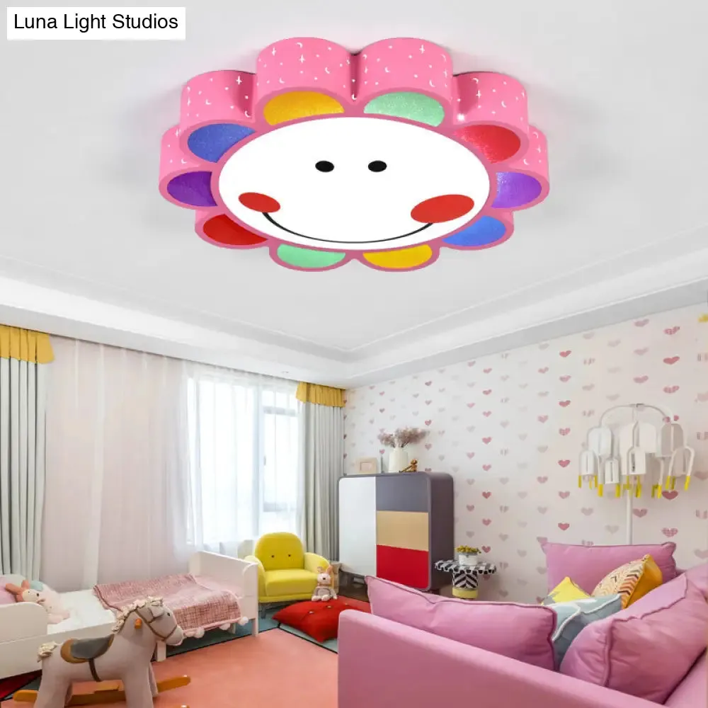 Kids' Bedroom & Hallway Smiling Flower Flush Ceiling Light - Lovely Acrylic Ceiling Fixture