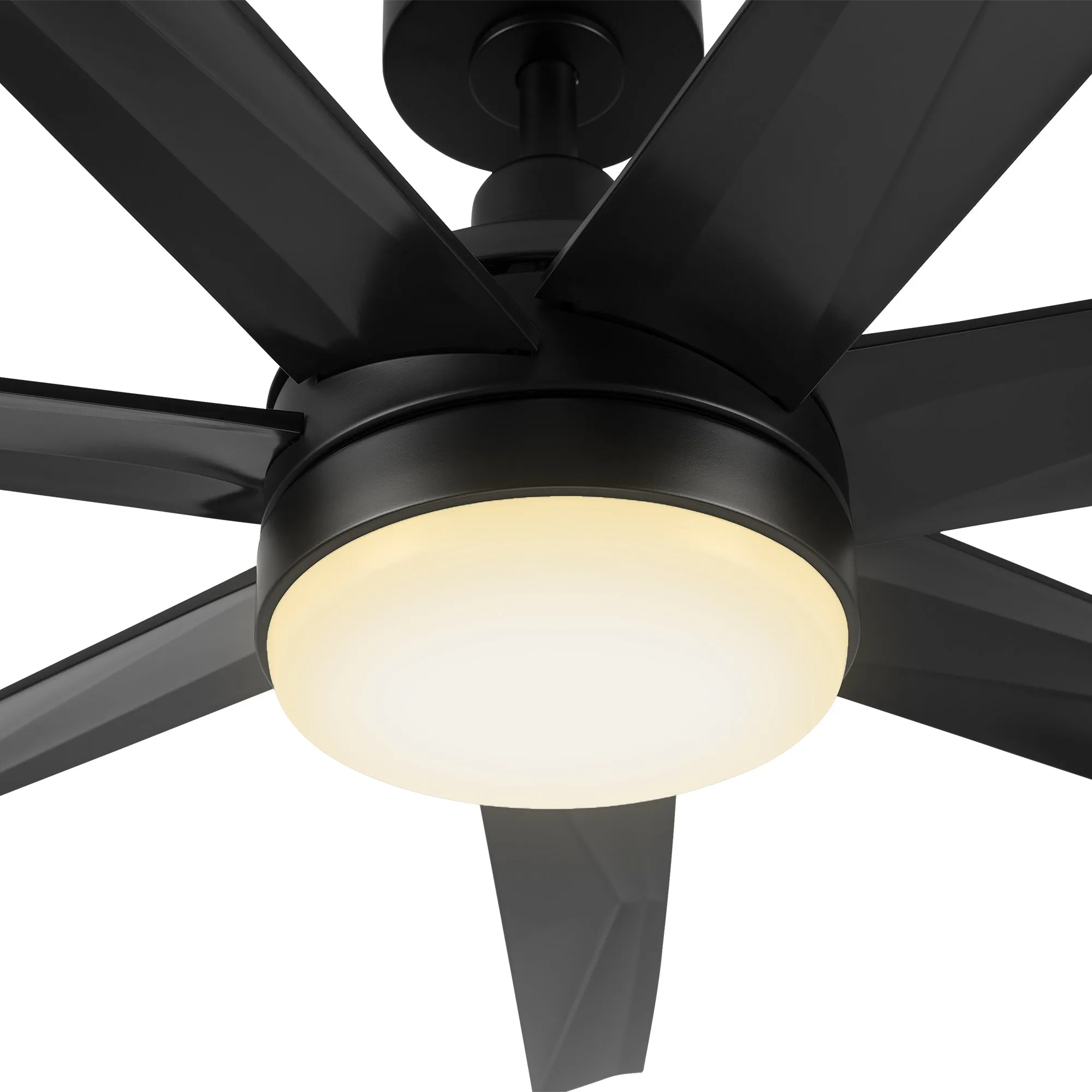 KIMA 65 inch 7-Blade Ceiling Fan with Remote Control- Black/Black