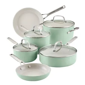 KitchenAid 10pc Hard Anodized Ceramic Cookware Set - Pistachio