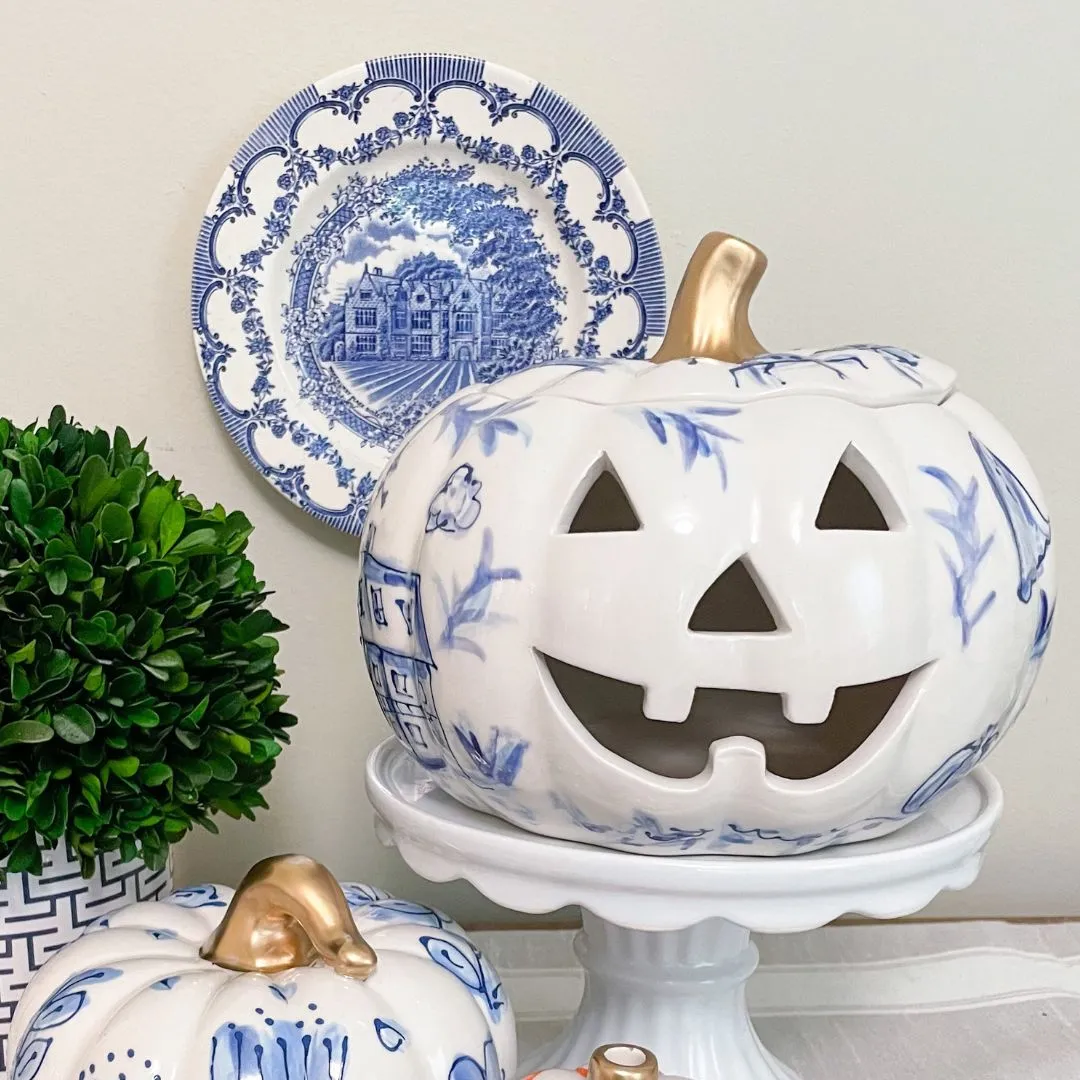 Large Halloween Toile Jack-O-Lantern