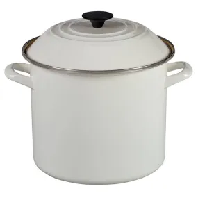 Le Creuset Enamel on Steel Stockpot With Lid, 10-Quart, White