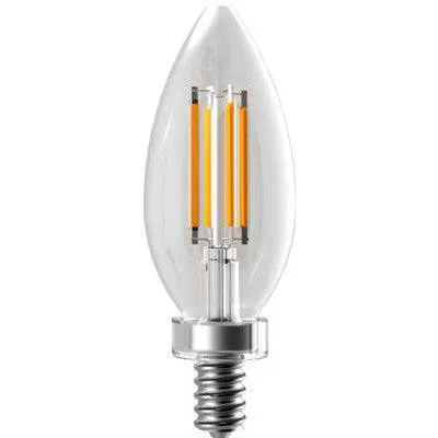 LED Filament Candelabra B11 Lamp 4W-400lm, Dimmable, 80CRI, 2700K, E12