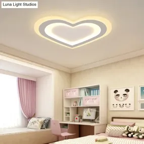 LED Heart Flush Mount Ceiling Light for Baby Game Room - Modern and Simple Design in White Acrylic