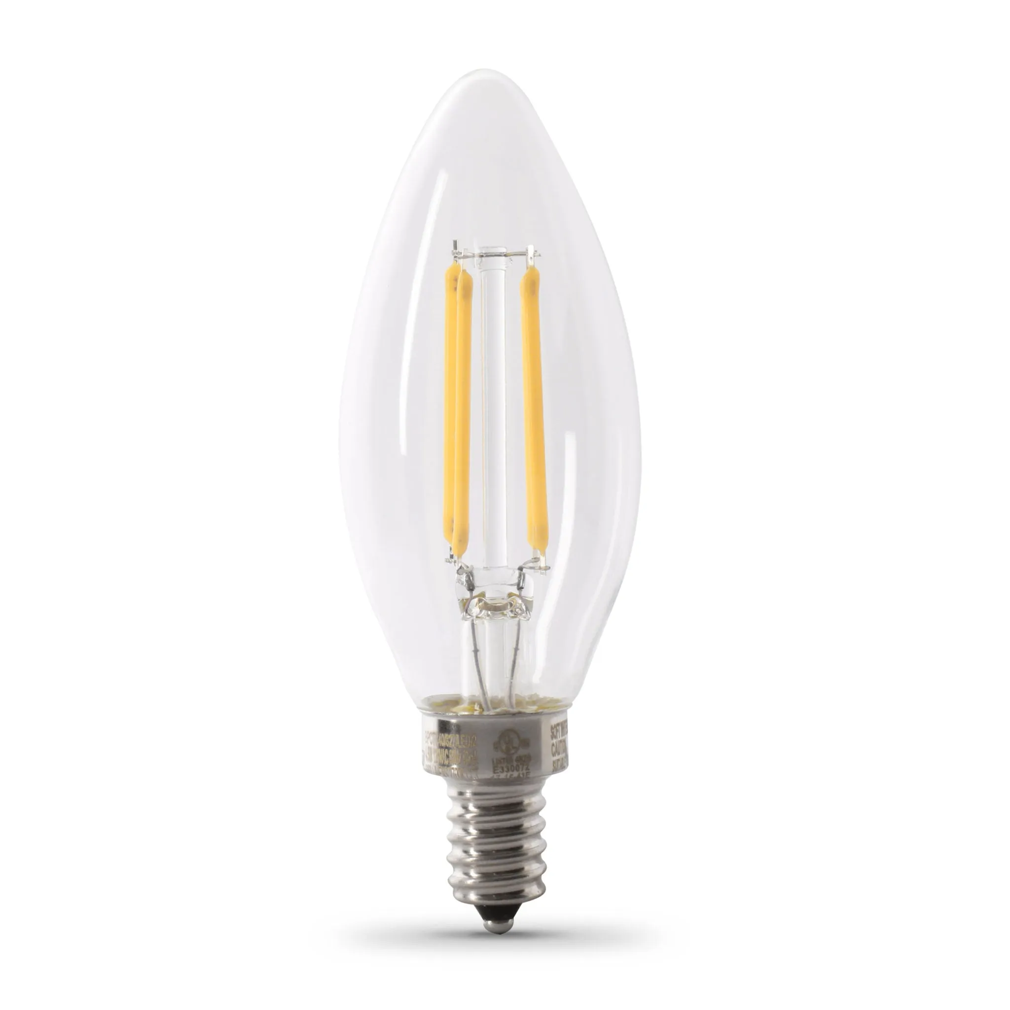 LED Lights Bulb, Candelabra Base, Filament, Clear, Frosted, Decorative Chandelier Bulb, Torpedo, Flame, 2 Packs