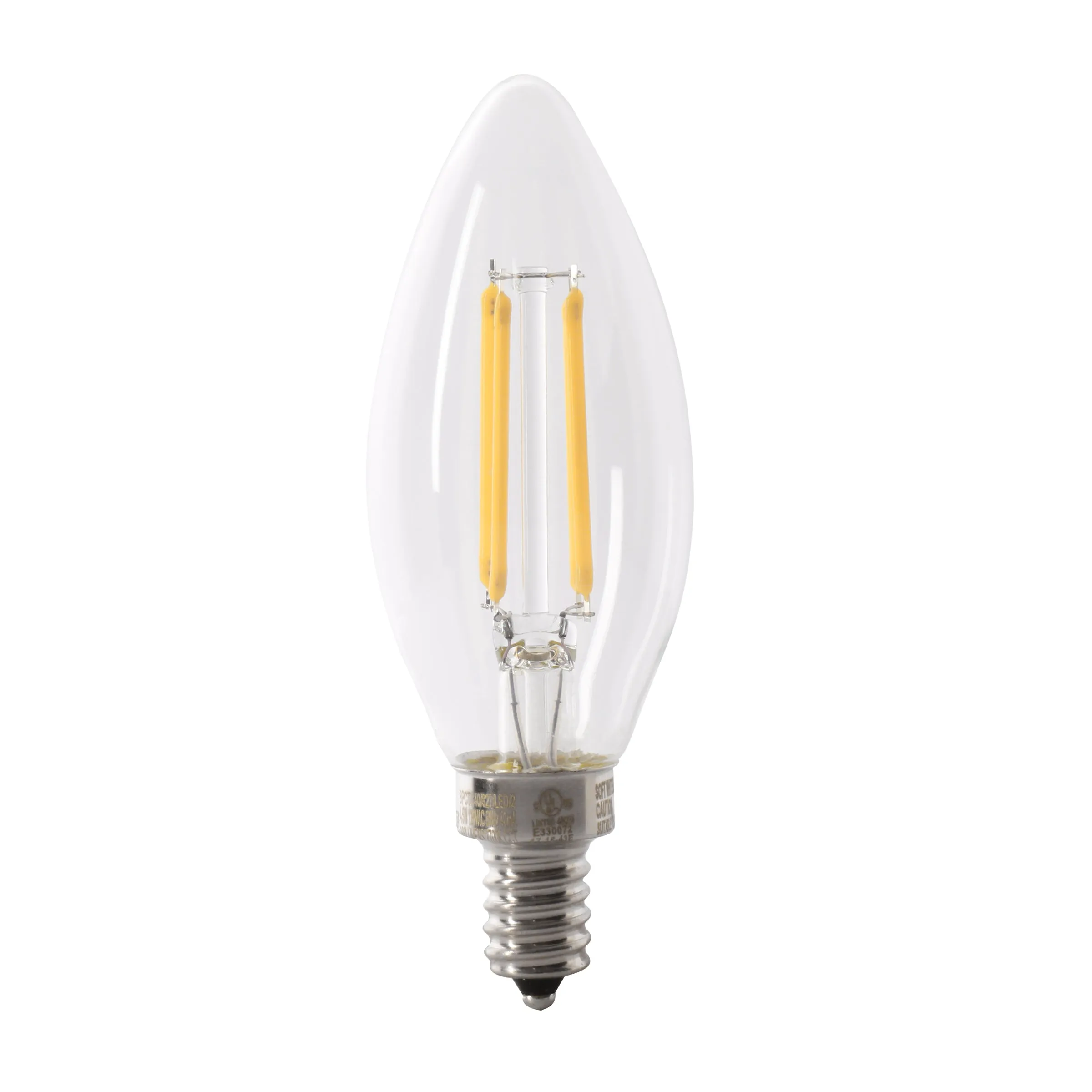 LED Lights Bulb, Candelabra Base, Filament, Clear, Frosted, Decorative Chandelier Bulb, Torpedo, Flame, 2 Packs