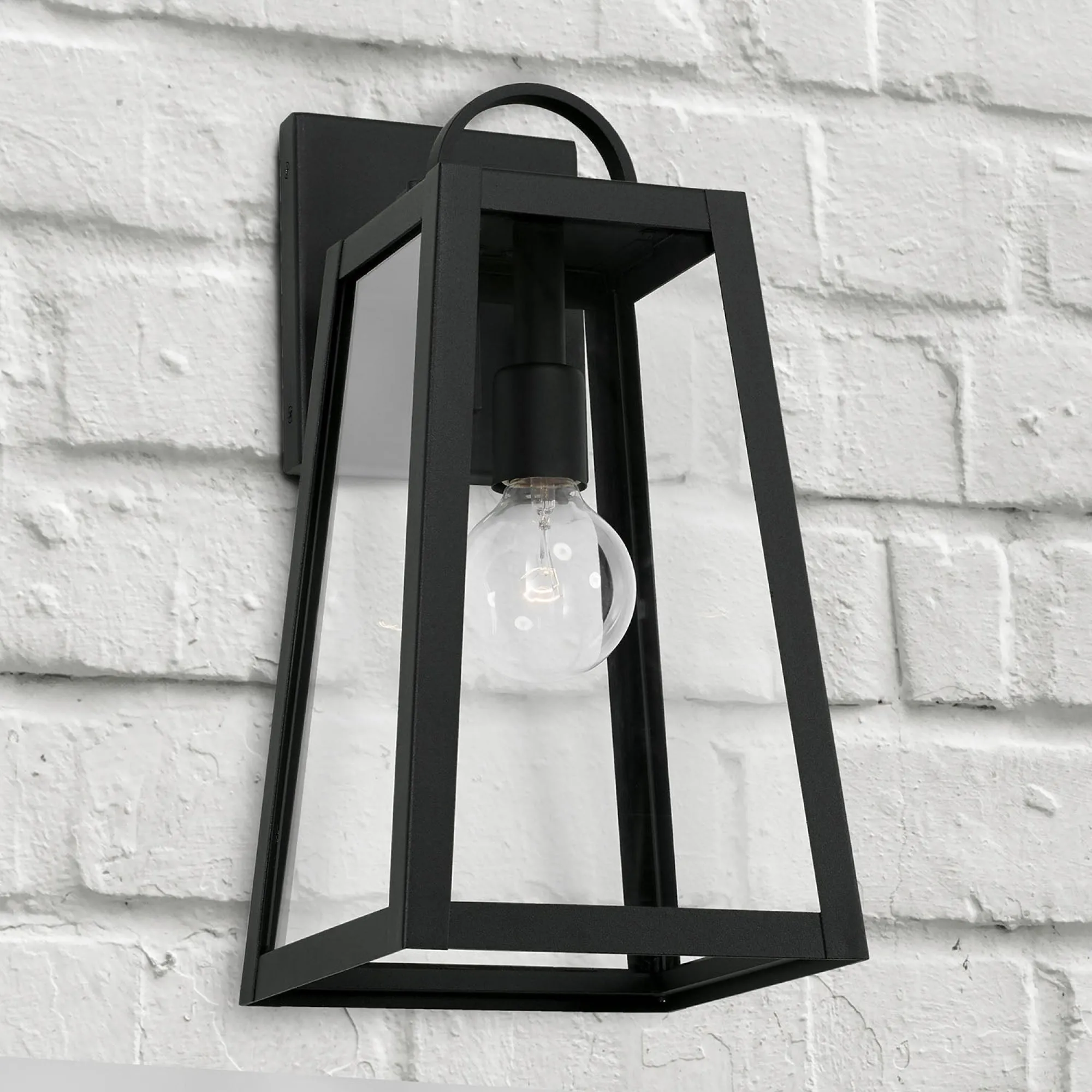 Leighton - 1 Light Coastal Outdoor Wall Lantern - 16" - Black