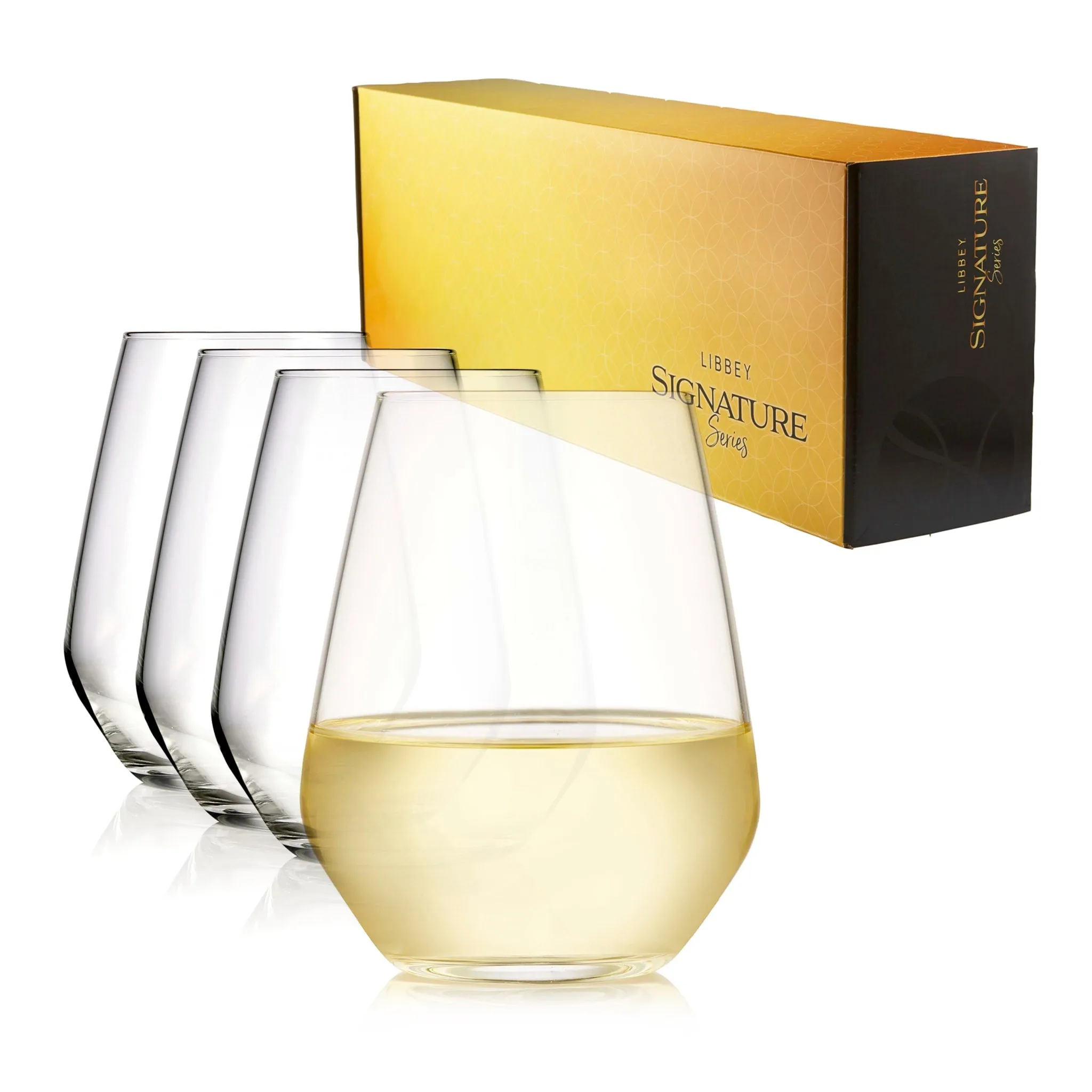 Libbey Signature Greenwich Stemless Wine Gift Set of 4, 18 ounce