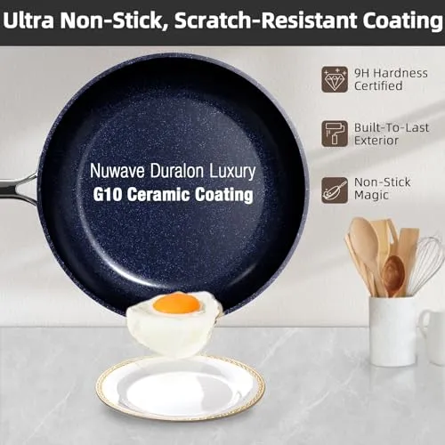 Lux 13pc Forged Lightweight Cookware Set PFAS Free, Healthy G10 Duralon Ceramic Coating