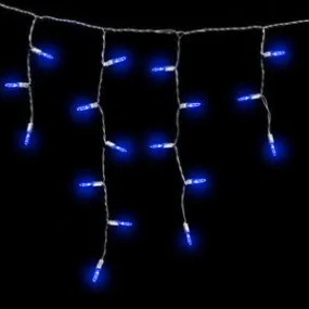 M5 LED Icicle Lights - 100 Count - Blue - White Wire