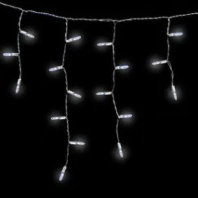 M5 LED Icicle Lights - 100 Count - Pure White (Cool White) - White Wire