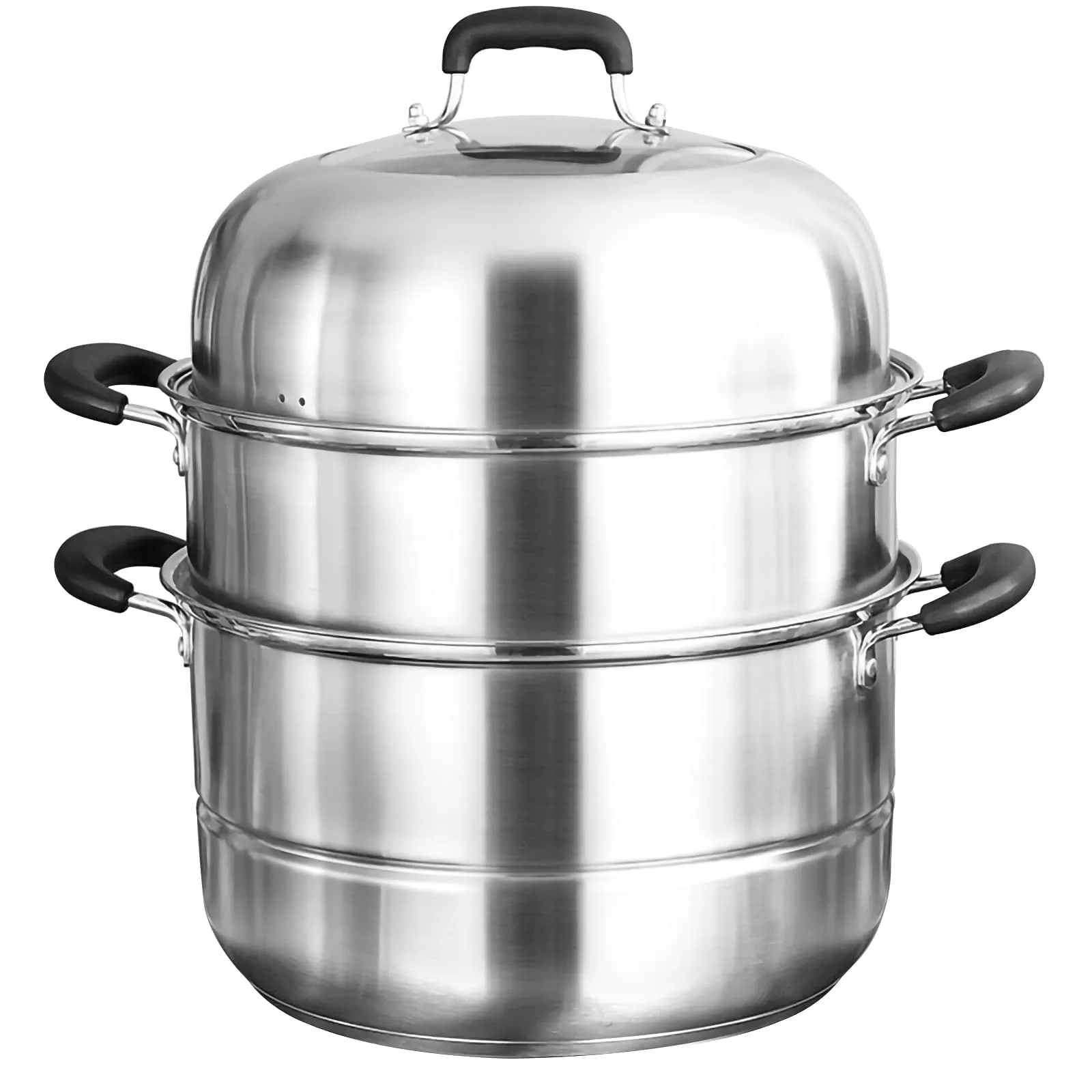 MANO Steamer Pot for Cooking 11.8 inch Steam Pots with Lid 2 tier Stainless Steel