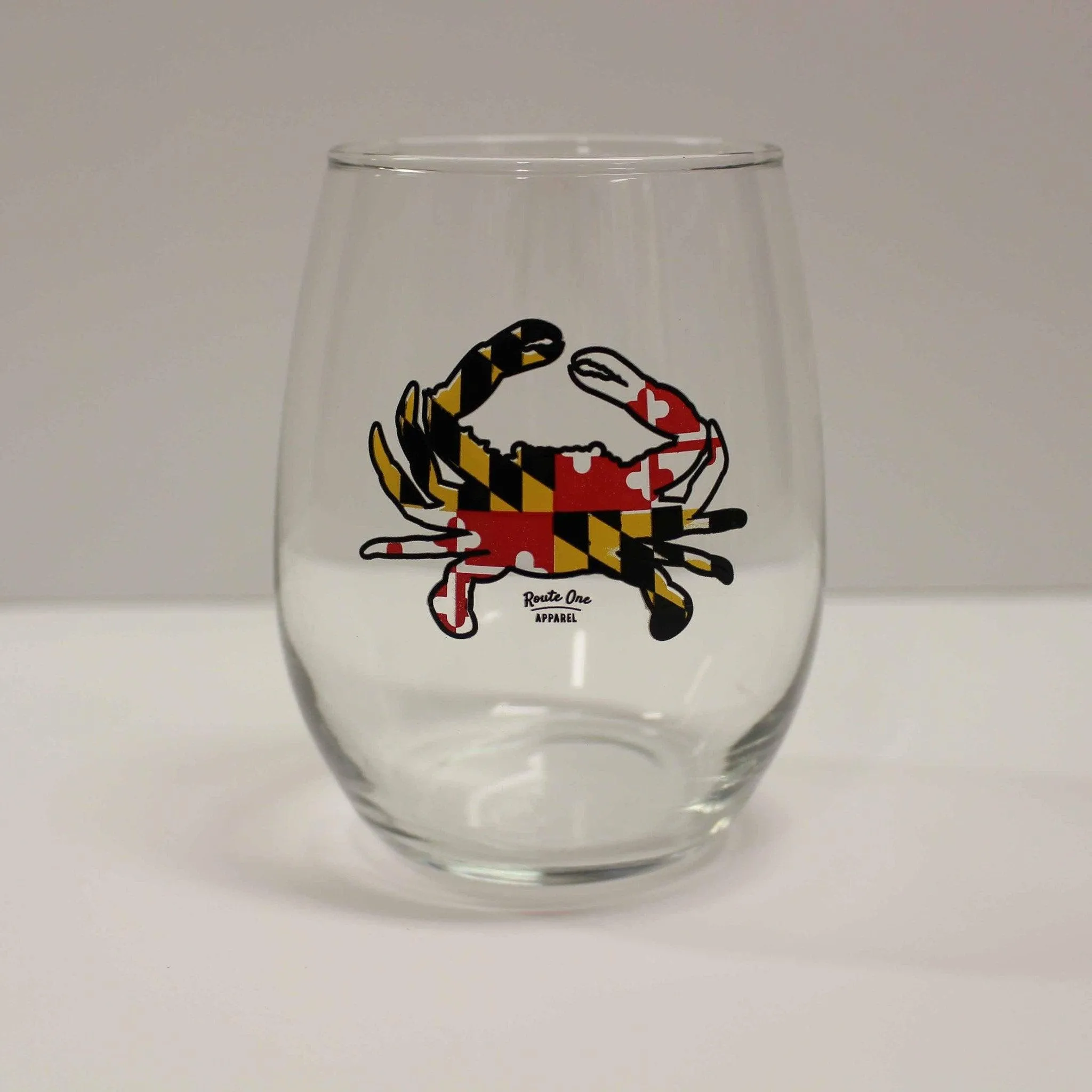 Maryland Full Flag Crab / Stemless Wine Glass