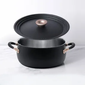 Meyer Accent Series Stainless Steel Dutch Oven/Casserole Pan, 5 Litres   Universal Lid, Medium, 22-24-26cm, Matte Black